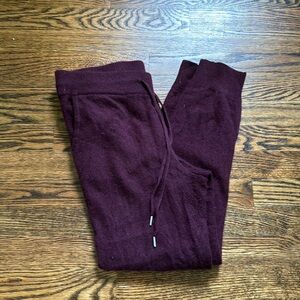 Cashmere! Quince 100% cashmere joggers, burgundy, small, pockets and drawstring